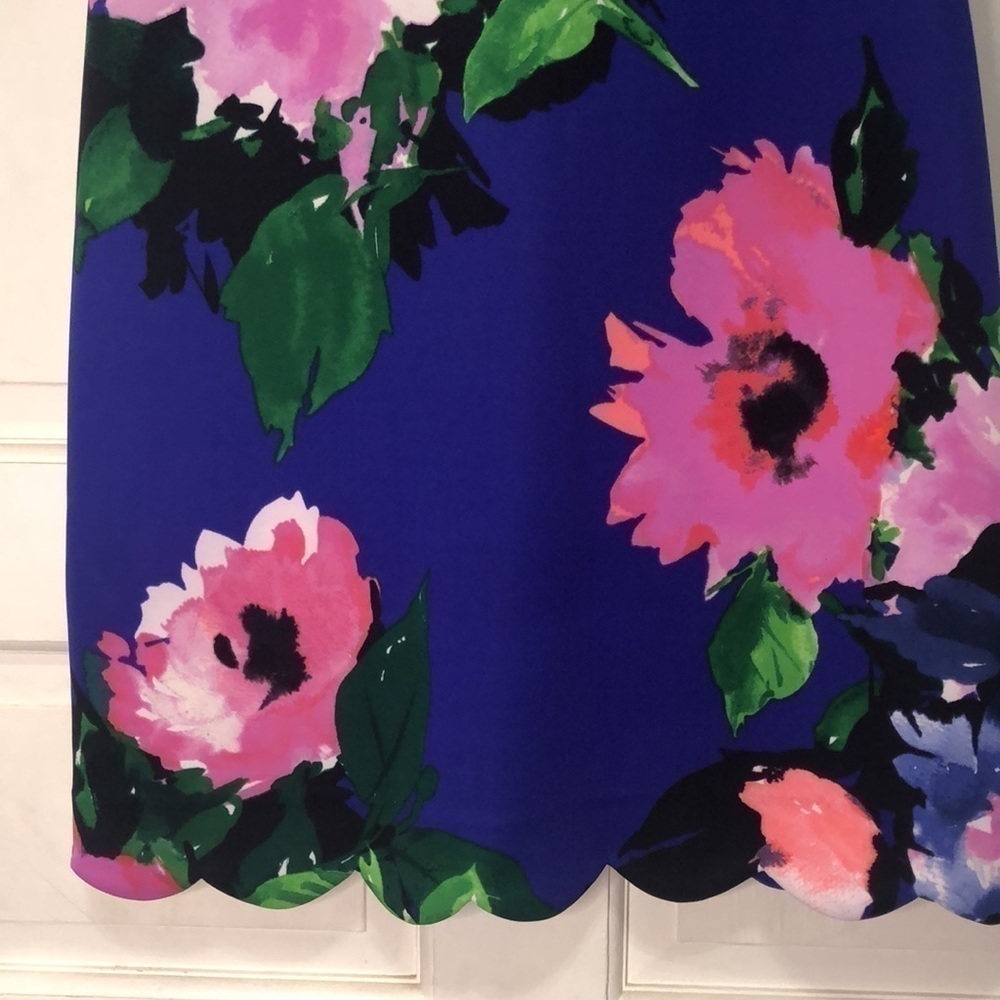 vince Camuto Floral Scalloped A-Line Dress Size 6 - Picture 3 of 8